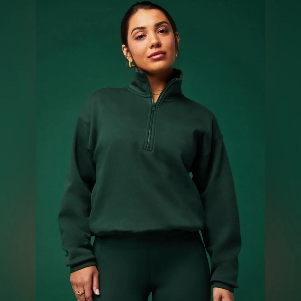 Women’s Half-Zip Pullover Sweatshirt - Dark Green Fabletics - Picture 1 of 3